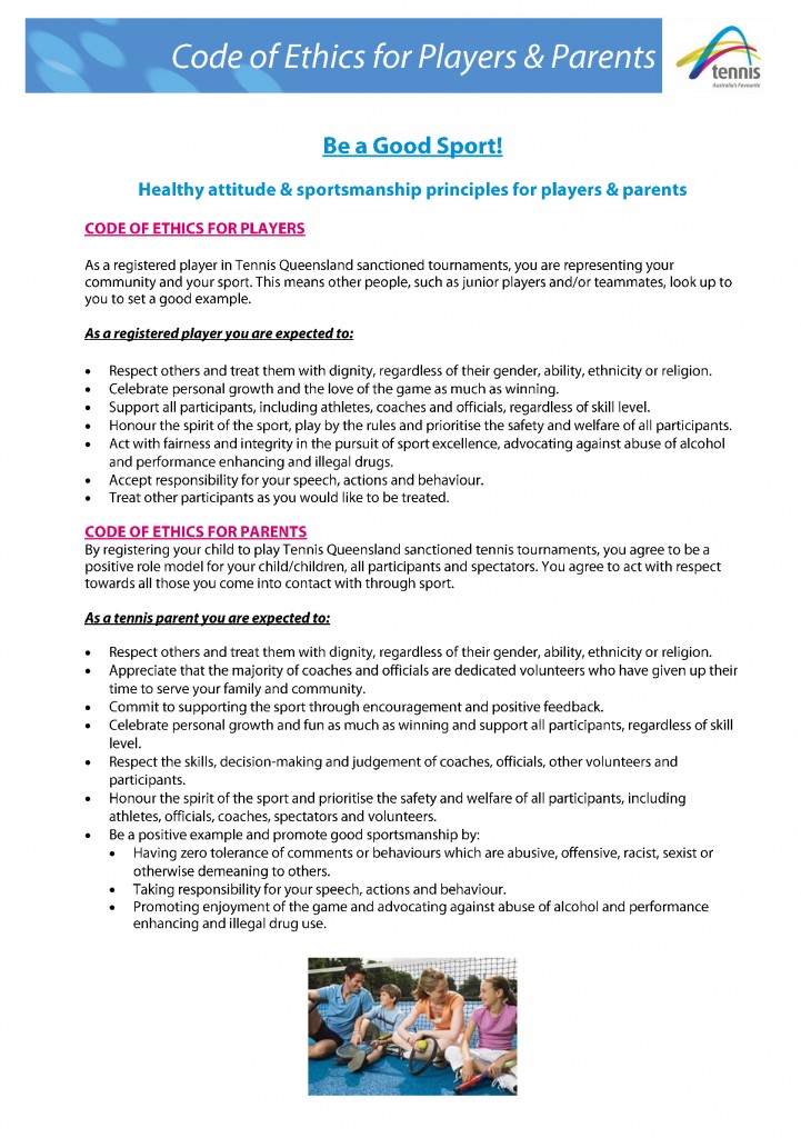 Code of Ethics for Players & Parents Poster for JDS